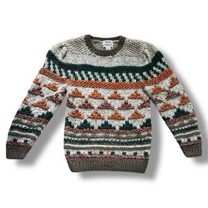 Vintage 80s/90s Skiva Multicolor Hand Knit Fair Isle Sweater Womens Size XS Cozy